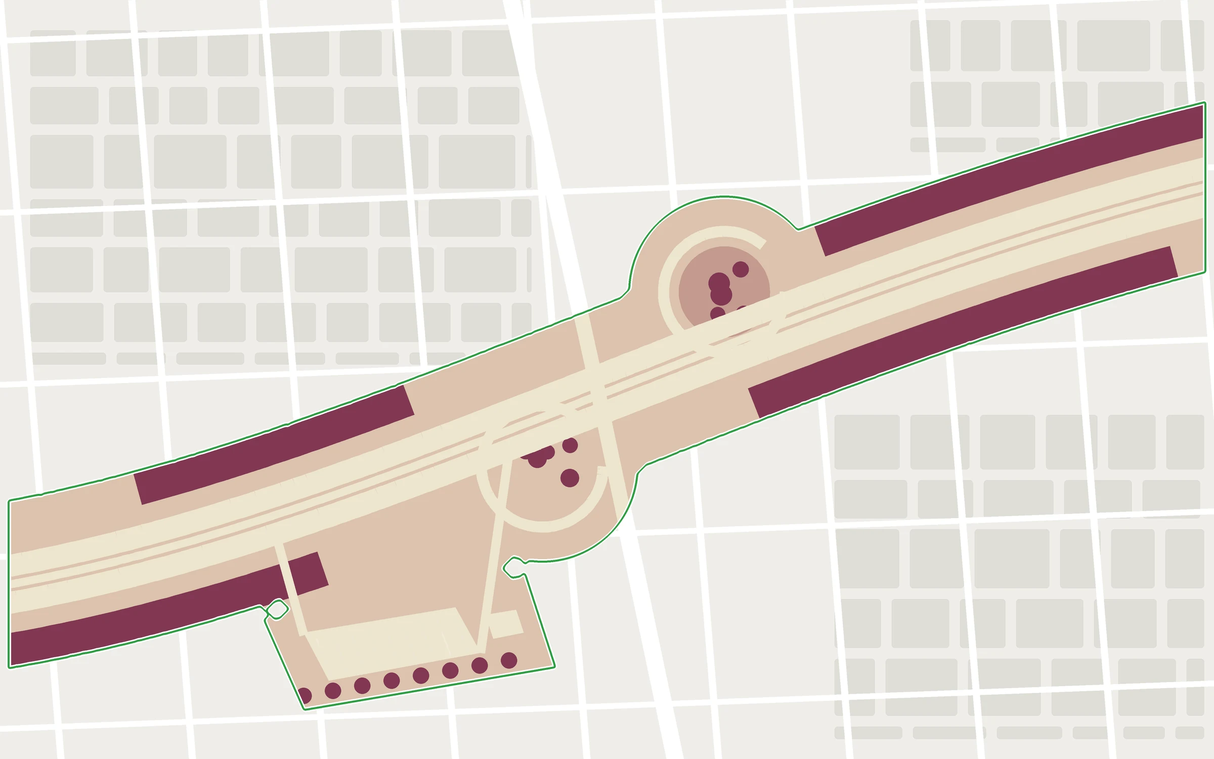 Carbon stock within the same highway right-of-way